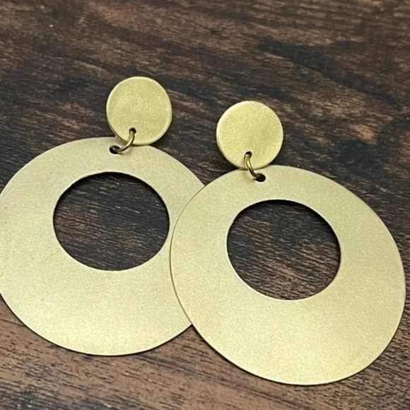 Mirrored Circle Door Knocker Earrings - Picture 2 of 10